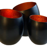 Waxinelichthouders | Hanga Egg copper finish set van 3