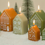 Kaars | Gingerbread huisjes set van 4