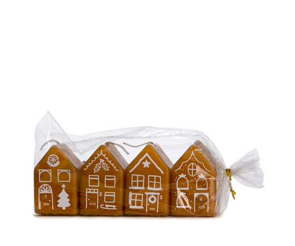 Kaars | Gingerbread huisjes set van 4 Siena