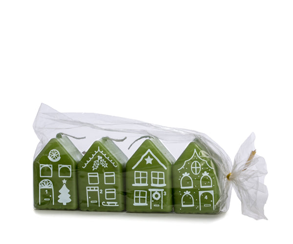 Kaars | Gingerbread huisjes set van 4 Thyme