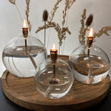 Oil lamp | Clear round brass